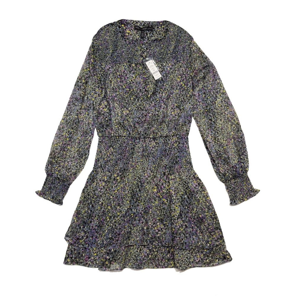 White House Black Market Blouson NWT Size XS Mini Dress Tiered Layer Multi Color